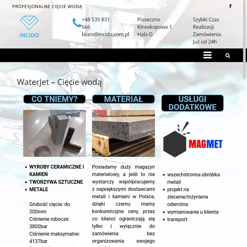 Cięcie metalu wodą w Poznaniu