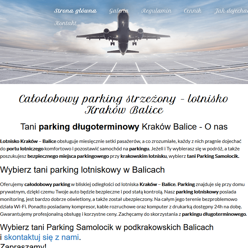 Kraków lotnisko parking prywatny